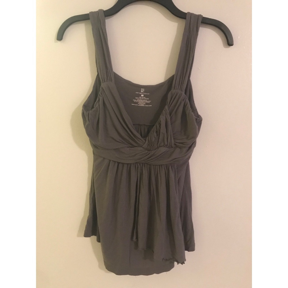 Gray Ruffle V-Neck Tunic Tank